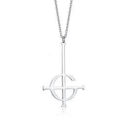 Chaînes Silve Cross Ghost BC Nameless Ghoul Collier Pendentif Grucifix Papa Emeritus Patch Femmes Hommes En Acier Inoxydable Bijoux281t