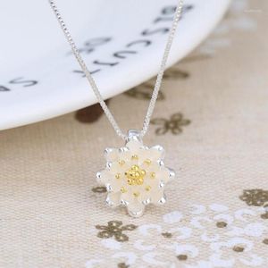 Ketens zilveren kleur mode sieraden lotus bloem hanger ketting voor vrouw dames elegante accessoires mujer colar cadeaus sn282