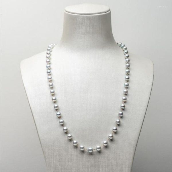 Chaînes Argent Japonais Akoya Cultured Pearl Long Necklace 18k Rose Gold 19.1