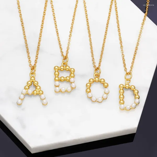 Chaînes Simple 26 lettres pendentif collier perle lettre clavicule chaîne bonne qualité bague en cuivre