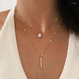 Cadenas Collar de color colgante de color de oro geométrico de cristal simple juego para mujeres encantadores de moda joyas vintage femeninas de dhinestone cuadrado