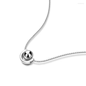 Chaînes Simple Dainty solide 925 en argent Sterling Globe pendentif collier pour femmes filles mode charme tour de cou bijoux cadeau