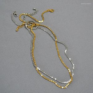 Kettingen Eenvoudige Delicate Chocker Fijne Vergulde Messing Glanzende Kleine Schijf Mode Dames Ketting