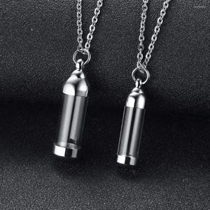 Chaînes cadeau simple unisexe pour homme peut ouvrir le collier d'urne en acier inoxydable colliers de tube creux colliers pendentifs commémoratifs de crémation de cendres