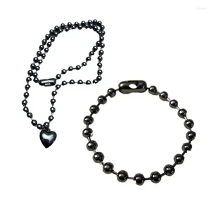 Chaînes Simple Coeur Pendentif Collier Bracelets Collier De Perles Noires Colliers Bijoux Livraison Directe
