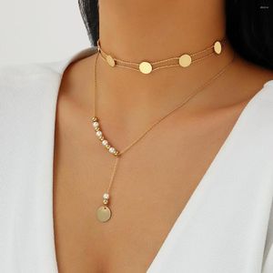 Chaînes Simple collier ras du cou irrégulier pour femmes Punk métal paillettes Double couche chaîne bijoux demoiselle d'honneur accessoires cadeaux