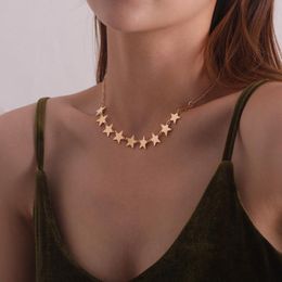 Kettingen Simple Plain Star Choker Ketting Voor Vrouwen Gold Sliver Chain Kettingen Collares Verklaring Mode-sieraden 2023