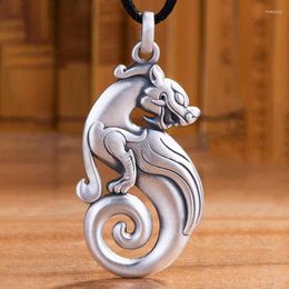 Ketens eenvoudige rune goddelijke beest vintage ketting 925 zilveren ruyi glanzende prachtige pixiu hanger heren en dames sieraden geschenk