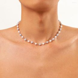 Kettingen eenvoudige glanzende parels strass ball choker ketting voor vrouwen 2023 Minimalistische elegante sleutelbeenketen Bruidsfeestje sieraden geschenken