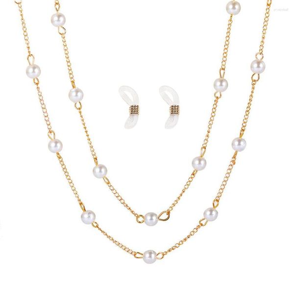 Chaînes Simple Élégant Luxueux En Forme De Perle Pendentif Double Couches D'or Long Gland Chaîne Bijoux De Cheveux Collier Pour Les Femmes