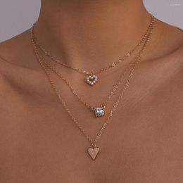 Chaînes Simple Mince Chaîne Collier Avec Dos Décoration Perle Amour Huile Dégoulinant À La Mode Pour Les Femmes Colliers