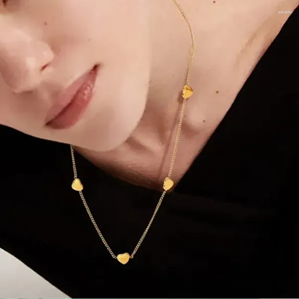 Chaînes Simple Femmes En Acier Inoxydable Collier Ras Du Cou Or Couleur Tempérament Petit Amour Coeur Cou Chaîne Bijoux Cadeaux Collier Pour Les Filles