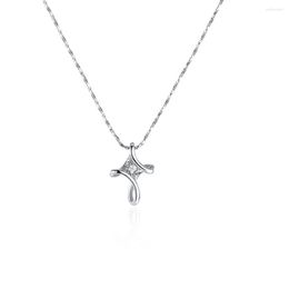 Chaînes Simulé Blanc Cristal Zircon Croix Pendentif 925 Sterling SilverGold CouleurOr Rose Couleur