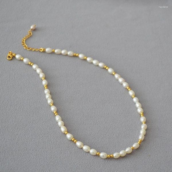 Cadenas de una sola hebra de 5-6 mm Natural Akoya Collar de perlas blancas reales 18 