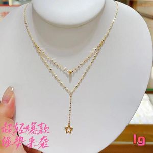 Chaînes Sinya 18k Au750 Or Fine Bijoux Femmes Dames Mamans Cadeau Léger Haute Lustre Clavicule Double Lèvre Chaîne Collier