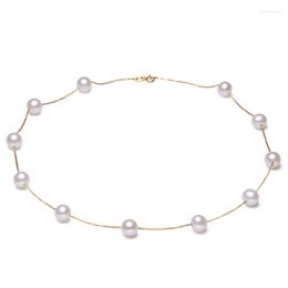 Cadenas Sinya Trendy 18k AU750 Collar de oro Perlas de agua dulce Estrella Diseño familiar Gargantilla Joyería fina para mujeres Mamá Amante Chicas en fiesta