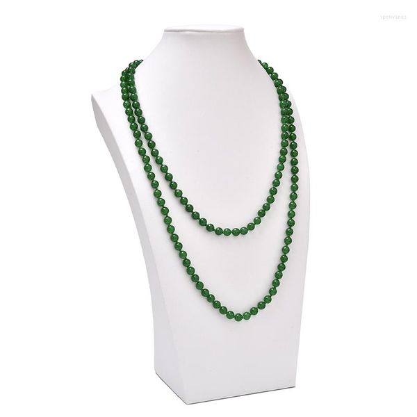 Chaînes taille pour 8mm, vert foncé naturel, 2 rangées, collier en jaspe malais semi-précieux, pour vos familles, 50 pouces, H03