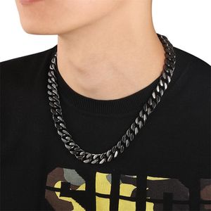 Kettingen Sliver Gold Golde sieraden Hip Hop Zwart uit CZ Miami Cuban Link Chain Cool Legering Necklacechains