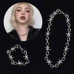 Chaînes petit fil ronces fer noir collier ras du cou bracelet femmes hip-hop gothique punk barbelé petites épines chaîne cadeaux chaînes