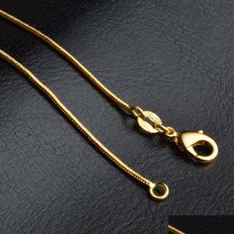 Ketens slang kettingen gladde ontwerpen 1 mm 18k goud vergulde heren vrouwen mode diy sieraden accessoires cadeau met kreeft clasp 16 18-3 dhvzp