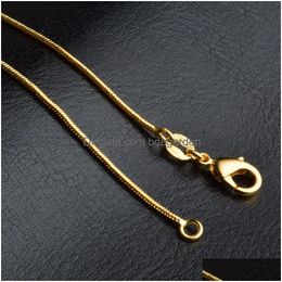 Cadenas Collares de serpientes Diseños lisos 1 mm 18 kma dorado masculino femenino moda accesorios de joyería de bricolaje regalo con broche de langosta 16 Drop d Dhta2