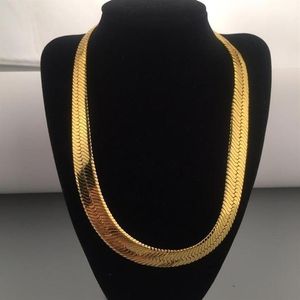 Chaînes Solide 18K Or Jaune Rempli 10mm Plat Chaîne À Chevrons Collier Pour Femmes MenChains244e