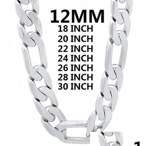 Chains Solid 925 Sterling Sier Necklace For Men Classic 12Mm Cuban Chain 18-30 Inches Charm High Quality Fashion Jewelry Wedding Drop Dh0Gh