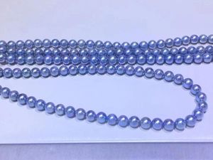 Chaines Solid 925 Serling Silver 6-6,5 mm Round Rose Blue Geuthe Perles Colliers for Women Holidays présente