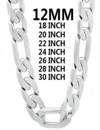 Cadenas Solid 925 Collar de plata esterlina para hombres Classic de 12 mm Cadena cubana de 12 mm 1830 pulgadas Charm Joyería de moda de alta calidad Boda3104802