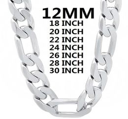 Chaînes Solide 925 collier en argent Sterling pour hommes classique 12MM chaîne cubaine 1830 pouces charme haute qualité bijoux de mode mariage 2271273