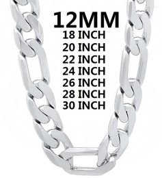 Kettingen Massief 925 Sterling Zilveren Ketting Voor Mannen Klassieke 12mm Cubaanse Ketting 18-30 Inch Charm Hoge kwaliteit Mode-sieraden Bruiloft