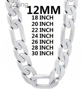 Ketens solide 925 sterling zilveren ketting voor mannen klassiek 12 mm Cubaanse ketting 18-30 inch charme hoogwaardige mode sieraden bruiloft qwf2
