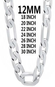 Cadenas Collar de plata esterlina sólida 925 para hombres Cadena cubana clásica de 12 mm 1830 pulgadas Encanto Joyería de moda de alta calidad Boda6854284