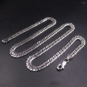 Kettingen Massief 925 Sterling Zilveren Ketting 6mm Curb/Cubaanse Link Chain Karabijnsluiting 19.7