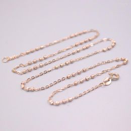 Chaînes Collier en or rose pur 18 carats massif 1,8 mm W Perles sculptées O Chain Link 17,7 