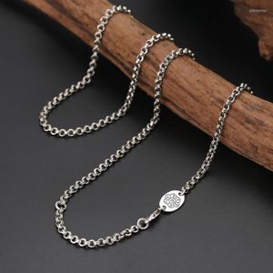 Chaînes Solid Silver Double Round Circle Chain Collier Homme Femme S925 Sterling Twist Bijoux Cadeau