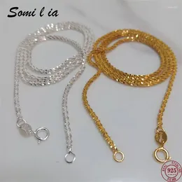 Cadenas SOMILIA Moda 18K Collar de oro amarillo Auténtico S925 Plata esterlina Espumoso Clavícula Suéter Cadena Alta joyería para mujer