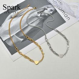 Kettingen Spark Romantic Love Heart Pendant ketting Gold roestvrijstalen ketting Kettingen Kraag voor vrouwen Vriendin Jubileum Gift1