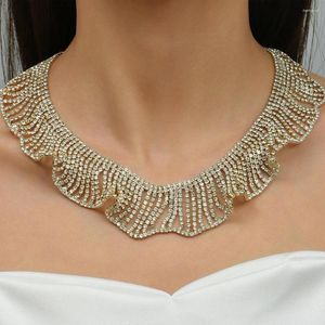 Chaînes étincelantes couleur or cristal collier chaîne collier ras du cou mariée femmes fête de mariage Diamante strass bijoux cadeaux