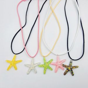 Chaînes étincelante étoile de mer pendentif collier Y2K tour de cou tempérament longue à lacets mode collier bijoux