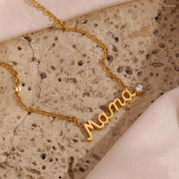 Cadenas Significado conmemorativo especial 2023 Color dorado Letras en inglés Collar de mamá Joyería femenina para mamá Regalo del día de la madre