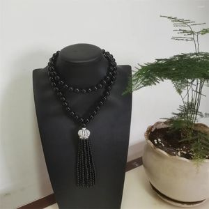 Oferta especial de cadenas 4 mm 10 mm de piedra negra Micro INAY COCON CROWLE CHACK CLASTA LARGO 75cm 13 cm