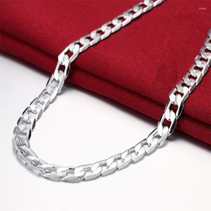 Cadenas Oferta especial Collar de plata de ley 925 para hombres 16-24 Lnches Cadena clásica de 8 mm Joyería de lujo Boda Regalos de Navidad