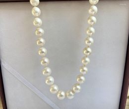 Catene Prezzo speciale Collana di perle naturali bianche da 11-12 mm per donna Perline rotonde Gioielleria raffinata Matrimonio/Data