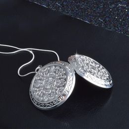 Les chaînes de forme spéciale comme une montre de poche peuvent être ouvertes, le collier avec pendentif à aiguille en argent sterling 925 est un cadeau pour hommes et femmes