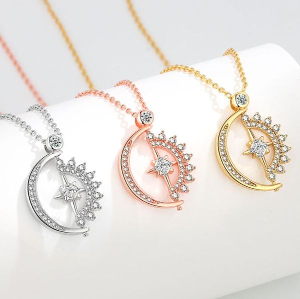 Chaînes Spinning Anxiété Collier Pour Femmes Rotatif Zircon Moon Star Anti Stress Spinner Fidget Colliers Bijoux GiftChains