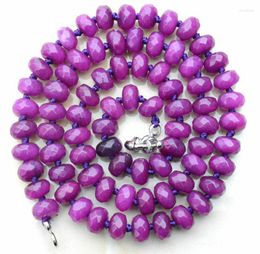 Chaines Sri Lanka Naturel 5x8mm Gemmes Facettes Fuchsia Collier Perles 18"
