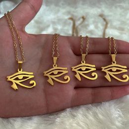 Chaines en acier inoxydable Égypte ancienne collier symbole vintage Egyptien Pharaon Eye of Horus Pendant Colliers For Women Fashion Bijoux