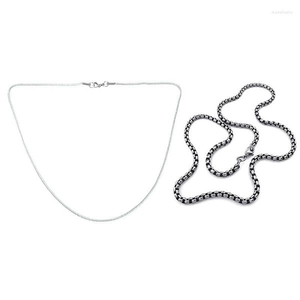 Cadenas Collar de cadena de armadura de acero inoxidable Color plateado- Ancho 2.2 mm - 45 cm 4 mm Biker Retro Link Color negro 55 cm