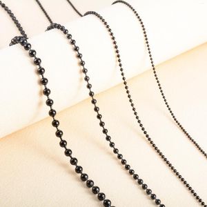 Cadenas Collar de bolas de acero inoxidable Cadena de cuentas de eslabones para hombres Mujeres Gargantilla redonda Rolo Accesorios de joyería chapados en negro en el regalo del cuello